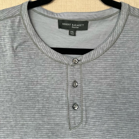 Robert Barakett 100% Pima Cotton Henley Shirt Mens Size XXL Short Sleeve Gray - Picture 3 of 9